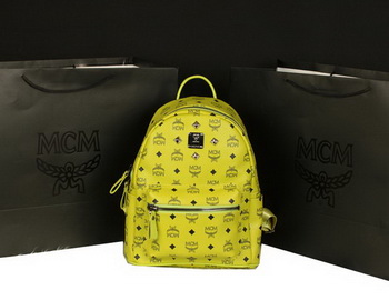 MCM Stark Backpack Large in Calf Leather 8004 Lemon