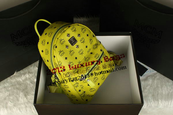 MCM Stark Backpack Large in Calf Leather 8004 Lemon