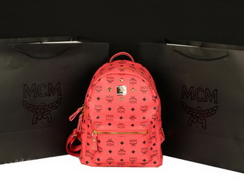 MCM Stark Backpack Large in Calf Leather 8004 Light Pink