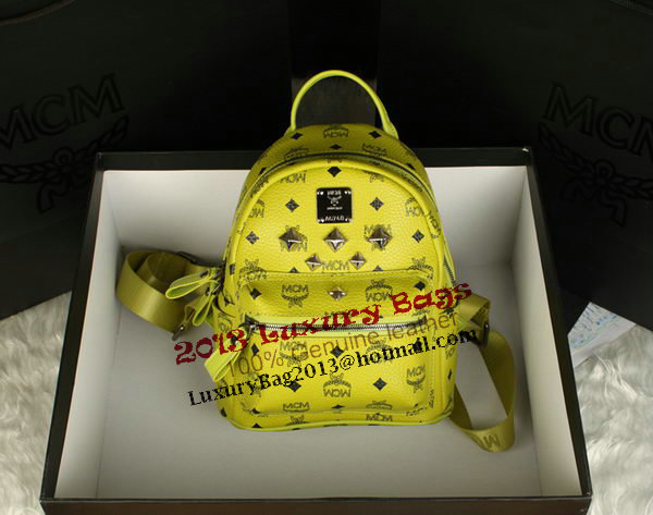 MCM Stark Backpack Medium in Calf Leather 8003 Lemon