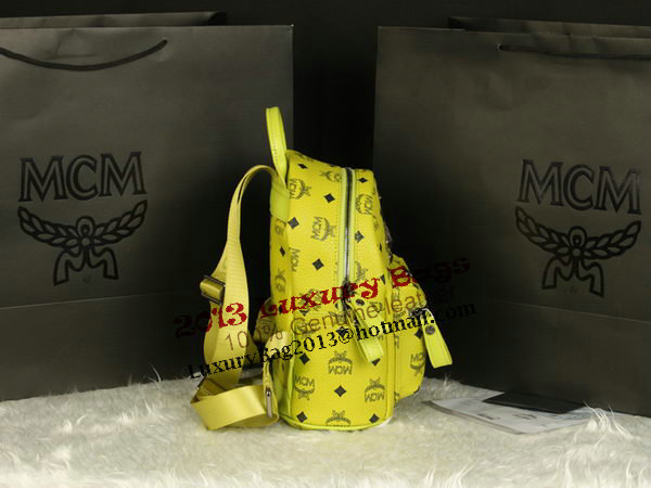 MCM Stark Backpack Medium in Calf Leather 8003 Lemon