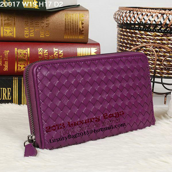 Bottega Veneta Intrecciato Nappa Zip Around Wallet BV20017 Purple