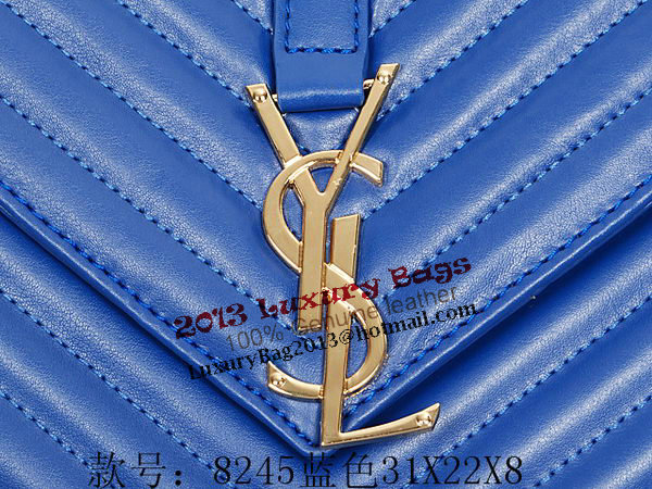 Yves Saint Laurent Classic Monogramme Flap Bag Y8245 Blue