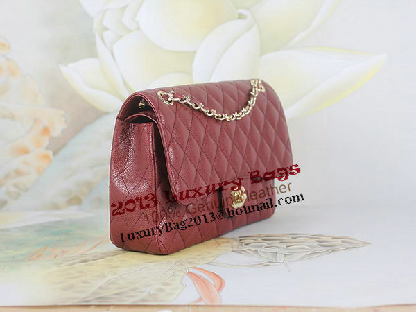 Chanel 2.55 Series Classic Flap Bag 1112 Burgundy Original Cannage Pattern Leather Gold