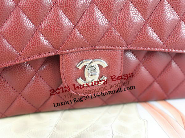 Chanel 2.55 Series Classic Flap Bag 1112 Burgundy Original Cannage Pattern Leather Silver