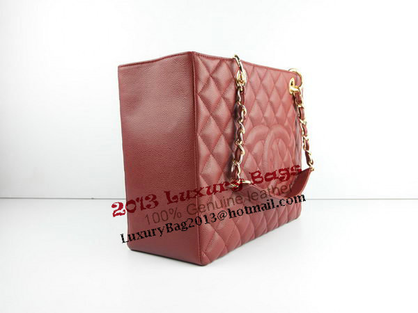 Chanel A50995 Maroon Original Cannage Leather Shoulder Bag Gold