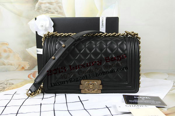 Chanel Boy Flap Shoulder Bag in Original Black Lambskin Leather A67025 Gold