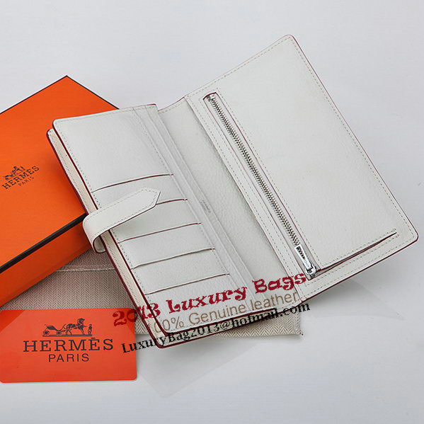 Hermes Bearn Japonaise Bi-Fold Wallet Grainy Leather A208 White