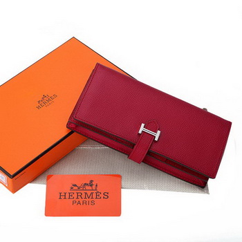 Hermes Bearn Japonaise Bi-Fold Wallet Original Leather A208 Burgundy