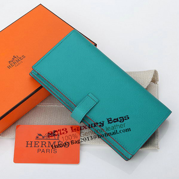 Hermes Bearn Japonaise Bi-Fold Wallet Original Leather A208 Light Green