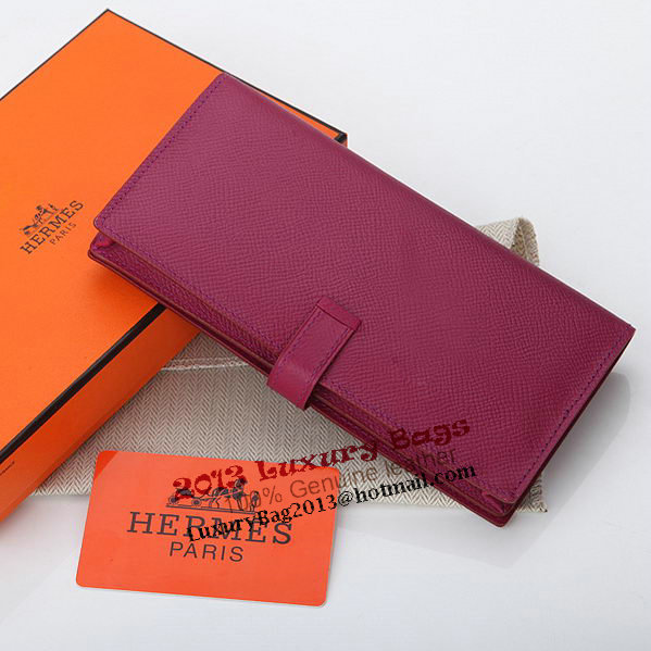 Hermes Bearn Japonaise Bi-Fold Wallet Original Leather A208 Purple