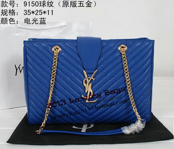 Yves Saint Laurent Classic Monogramme Shopping Bag Y9150 Apricot&Blue&Black