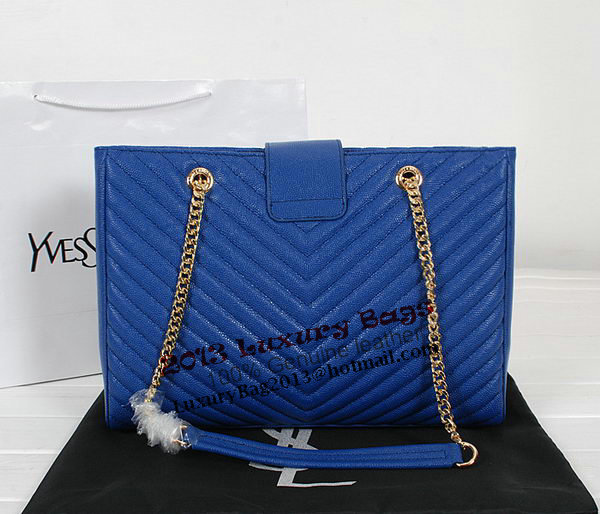 Yves Saint Laurent Classic Monogramme Shopping Bag Y9150 Apricot&Blue&Black