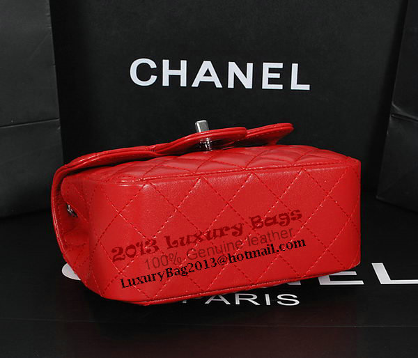 Chanel 1115 Classic mini Flap Bag in Red Sheepskin Leather