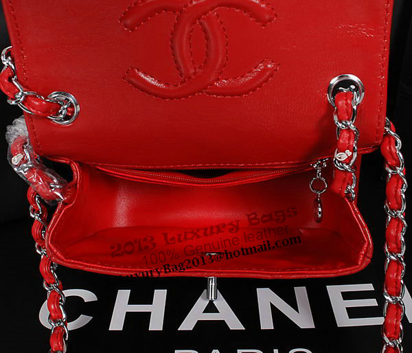 Chanel 1115 Classic mini Flap Bag in Red Sheepskin Leather