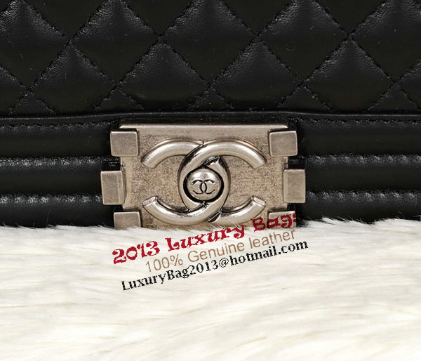 Chanel Boy Flap Shoulder Bag in Black Original Leather A67087 Silver