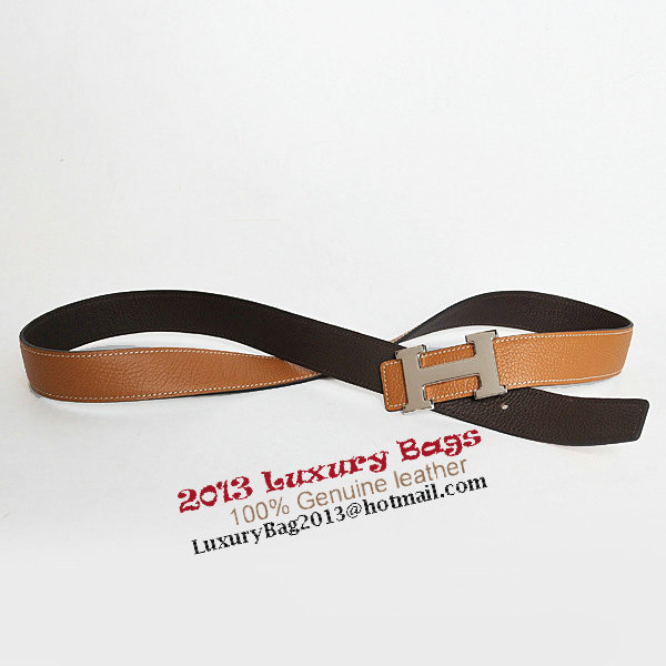 Hermes Dark Brown Bovine Jugular Veins Belt HR1008B Silver