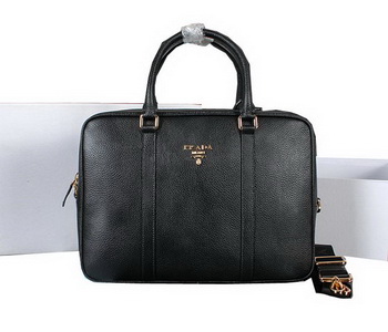 Prada Grainy Calf Leather Briefcase 80661 Black