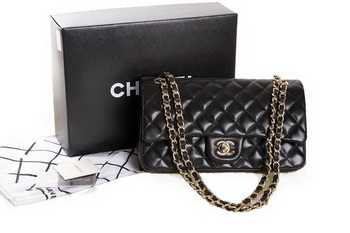 Chanel 2.55 Series Black Original Leather Classic Flap Bag A01112 Gold