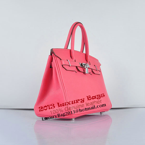 Hermes Birkin 30CM Tote Bags Pink Clemence Leather Silver