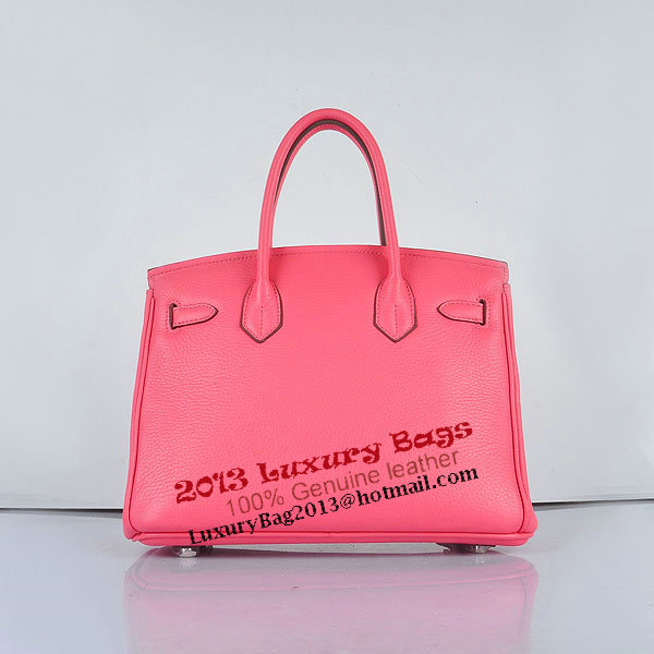 Hermes Birkin 30CM Tote Bags Pink Clemence Leather Silver