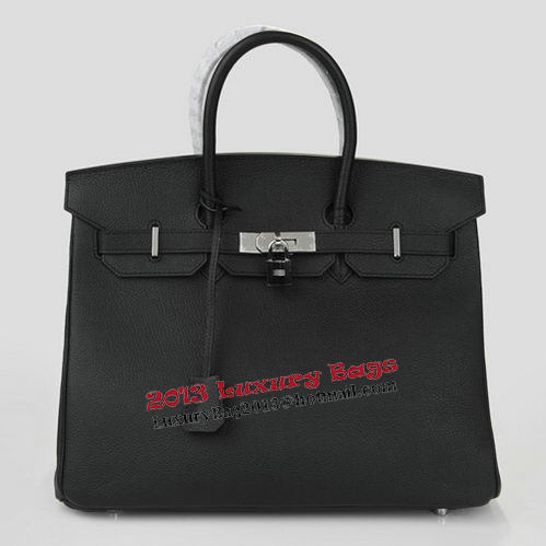 Hermes Birkin 35CM Tote Bag Black Original Leather H35 Silver