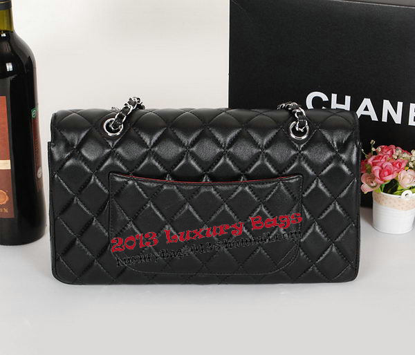 Chanel Classic Flap Bag 1113 Black Sheepskin Leather Silver