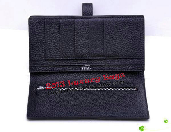 Hermes Bearn Japonaise Bi-Fold Wallet Grainy Leather H68942 Black