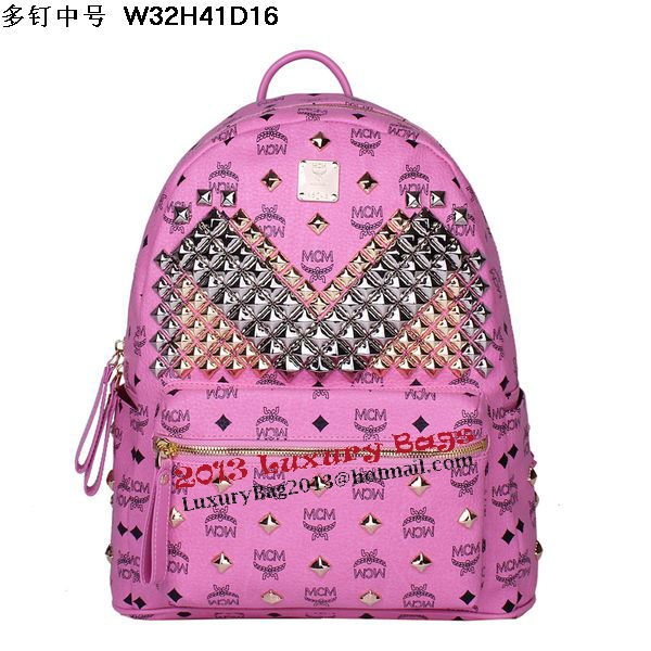 MCM Medium Stark Front Studs Backpack MC4238 Rosy