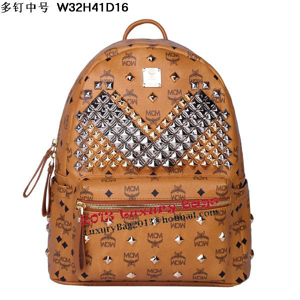 MCM Medium Stark Front Studs Backpack MC4238 Wheat