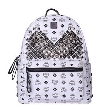 MCM Medium Stark Front Studs Backpack MC4238 White