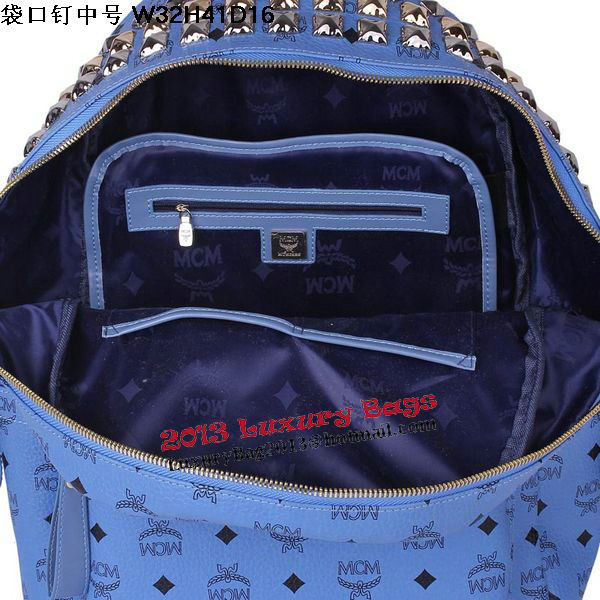 MCM Medium Top Studs Backpack MC4232 Blue