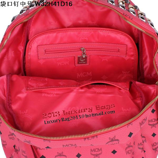 MCM Medium Top Studs Backpack MC4232 Red