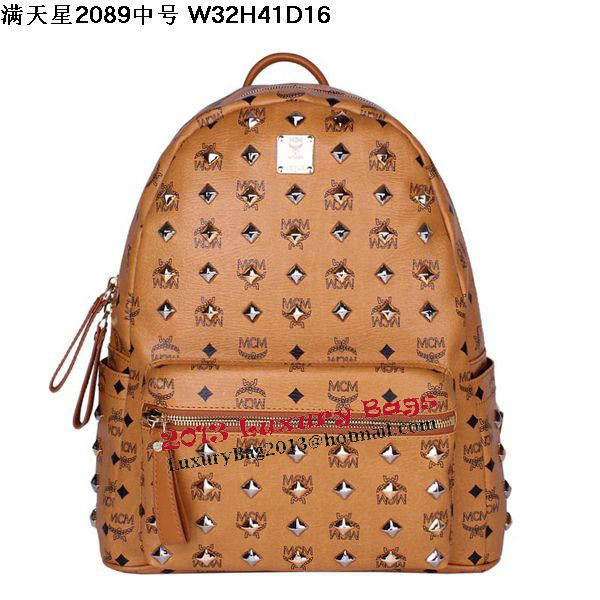 MCM Stark Studded Medium Backpack MC2089 Wheat