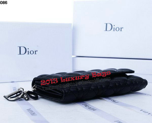 Dior Bi-Flod Wallet in Lambskin Leahter CD086 Black