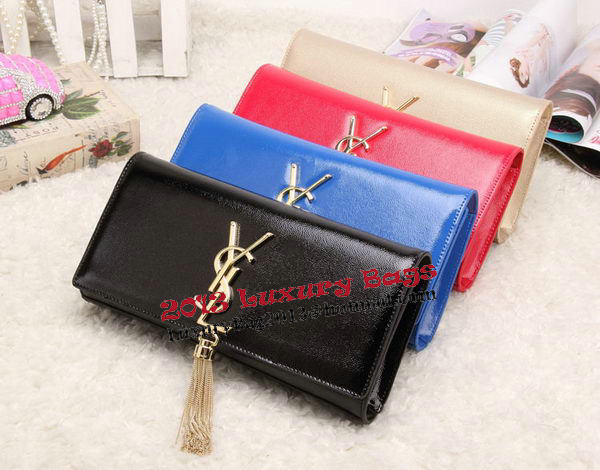 YSL Classic Monogramme Tassel Patent Leather Clutch Bag Y8908 Black