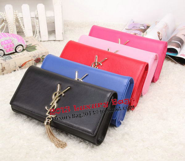 YSL Classic Monogramme Tassel Smooth Leather Clutch Bag Y8908 Black