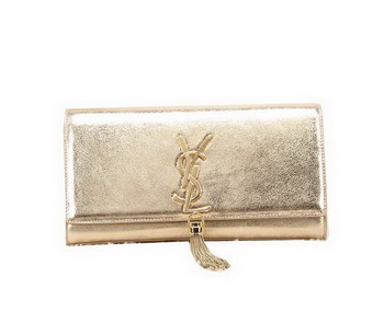 YSL Classic Monogramme Tassel Smooth Leather Clutch Bag Y8908 Gold