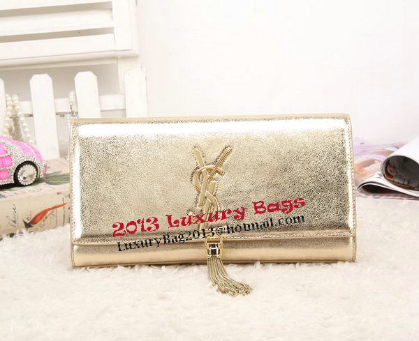 YSL Classic Monogramme Tassel Smooth Leather Clutch Bag Y8908 Gold