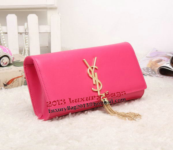 YSL Classic Monogramme Tassel Smooth Leather Clutch Bag Y8908 Rose