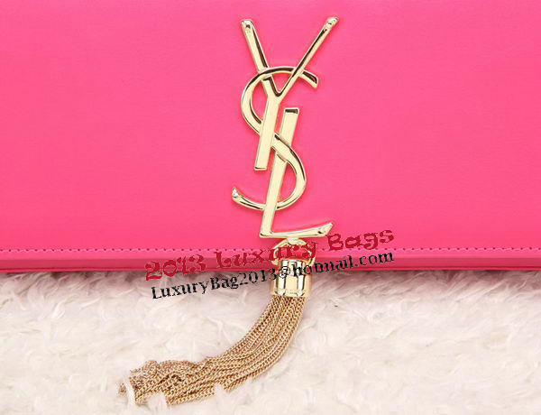 YSL Classic Monogramme Tassel Smooth Leather Clutch Bag Y8908 Rose