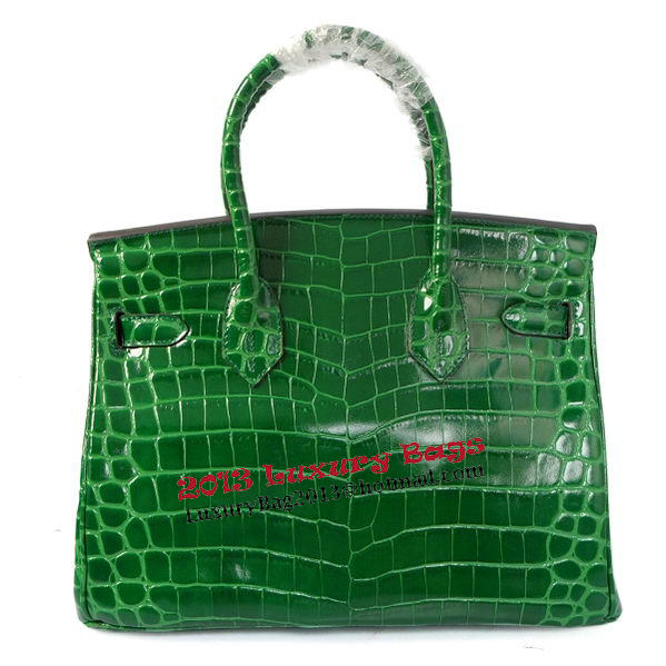 Hermes Birkin 30CM Tote Bags Green Iridescent Croco Leather Gold