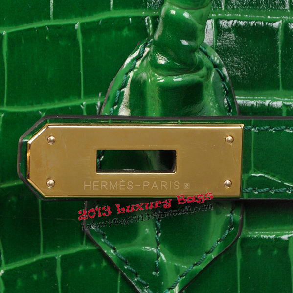 Hermes Birkin 30CM Tote Bags Green Iridescent Croco Leather Gold