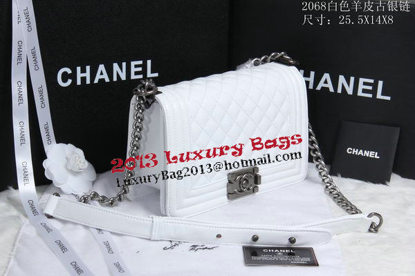 Boy Chanel Flap Shoulder Bag Sheepskin Leather CHA2068 White