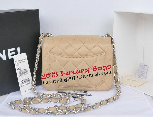 Chanel mini Classic Flap Bag Apricot Original Sheekskin CHA1115 Silver