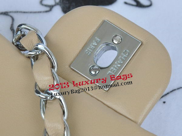 Chanel mini Classic Flap Bag Apricot Original Sheekskin CHA1115 Silver