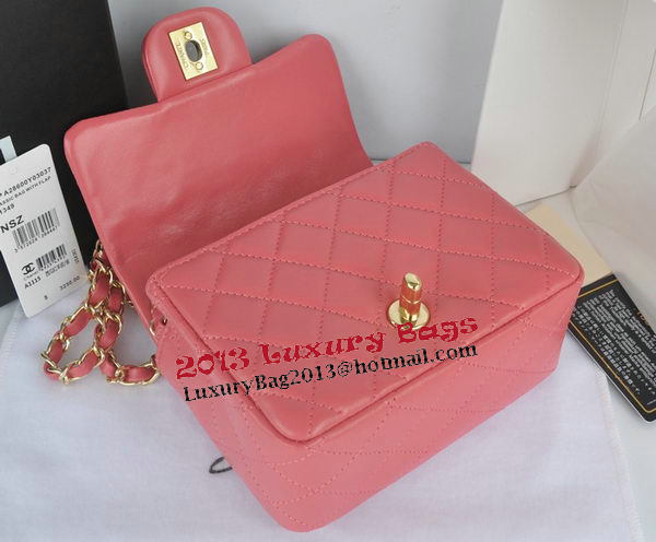 Chanel mini Classic Flap Bag Pink Original Sheekskin CHA1115 Gold