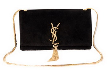 YSL Monogramme Cross-body Shoulder Bag Suede Leather Y311214 Black