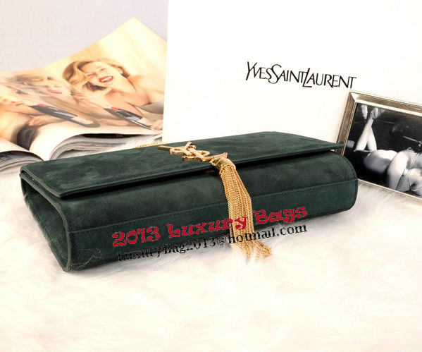 YSL Monogramme Cross-body Shoulder Bag Suede Leather Y311214 Green