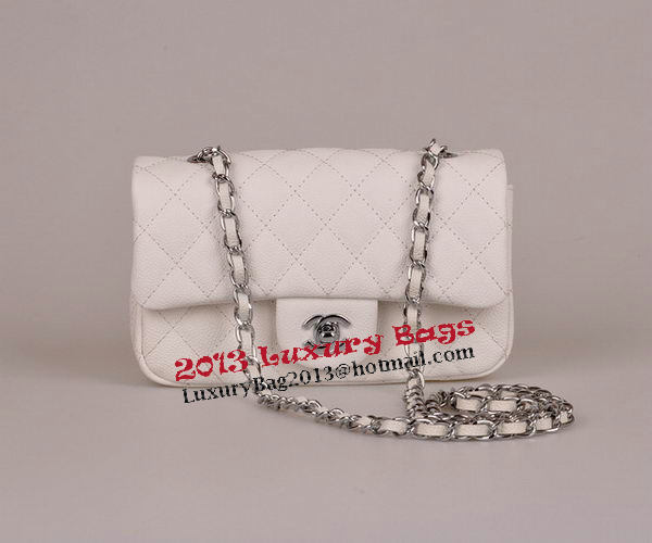 Chanel mini Classic Flap Bag White Cannage Pattern 1117 Silver